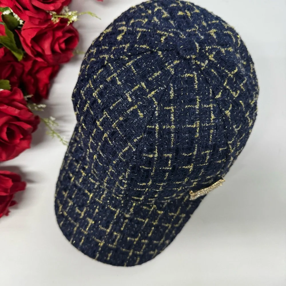 🔥OOAK CUSTOM TWEED CAMELLIA FLOWER HAT - Picture 12 of 13